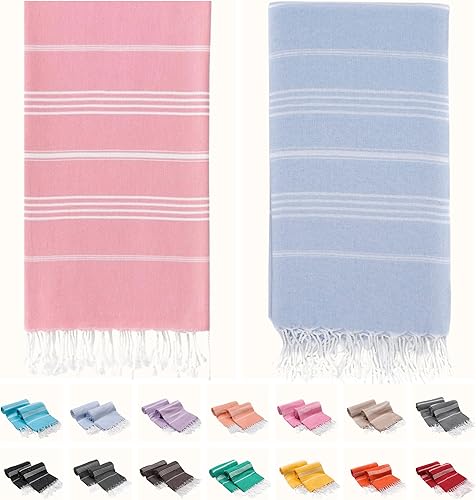Miniatura 27 de PARK&OZ - Toallas ligeras de algodón turco (2 unidades) Prelavadas Absorbentes y de secado rápido Sin arena De gran tamaño Toallas