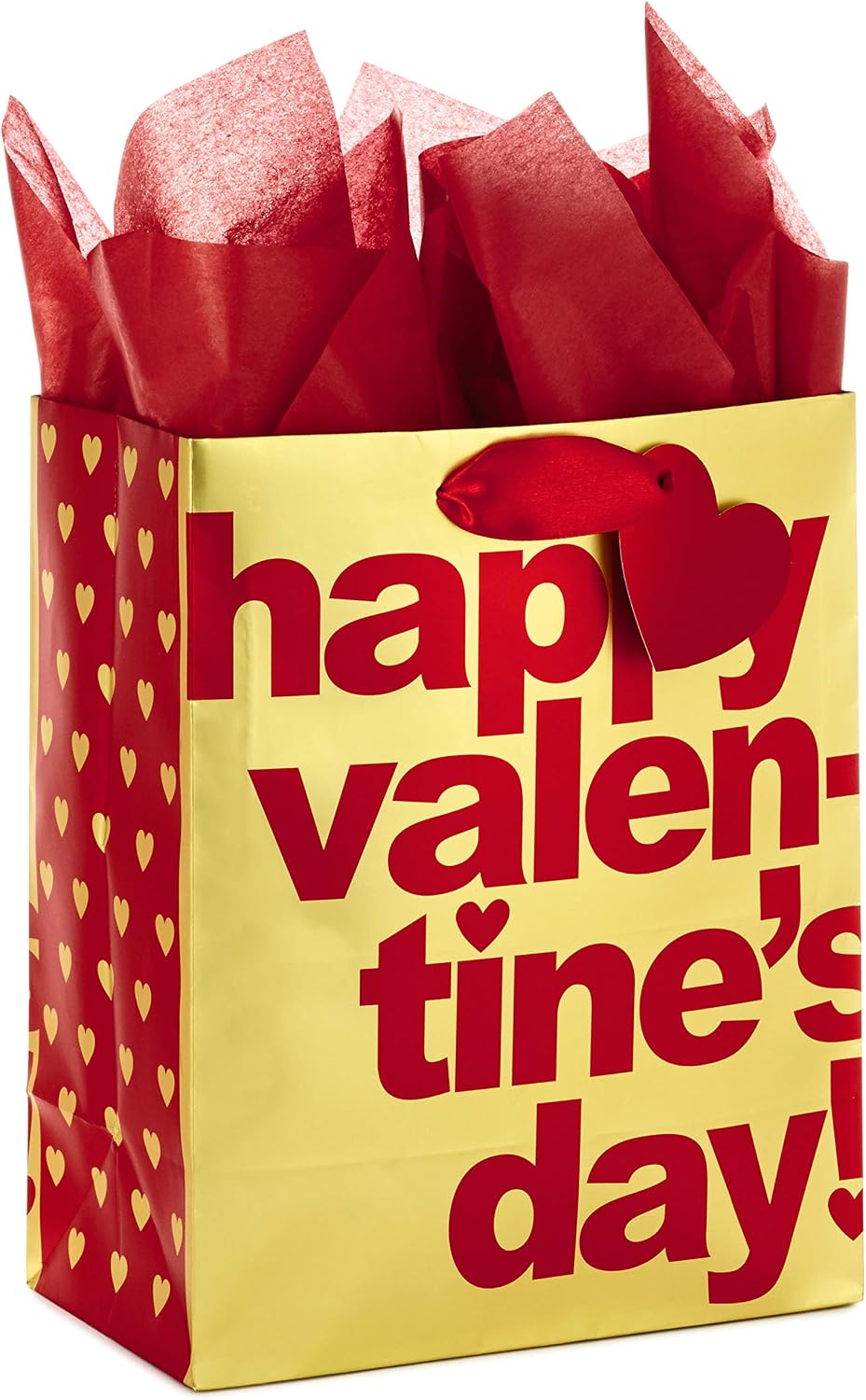 Hallmark 9" Medium Valentine's Day Gift Bag with Tissue Paper (Gold Happy Valentine's Day)