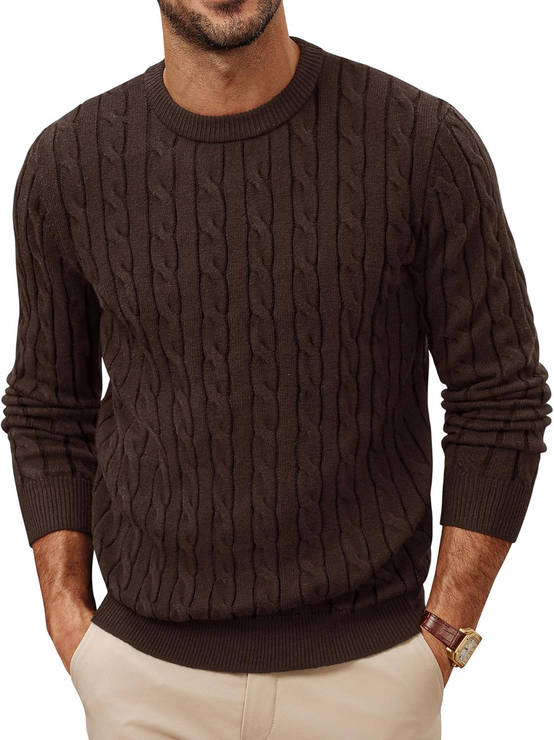 PJ PAUL JONES Mens Sweaters Casual Cable Knit Pullover Sweater Crewneck Twist Sweaters