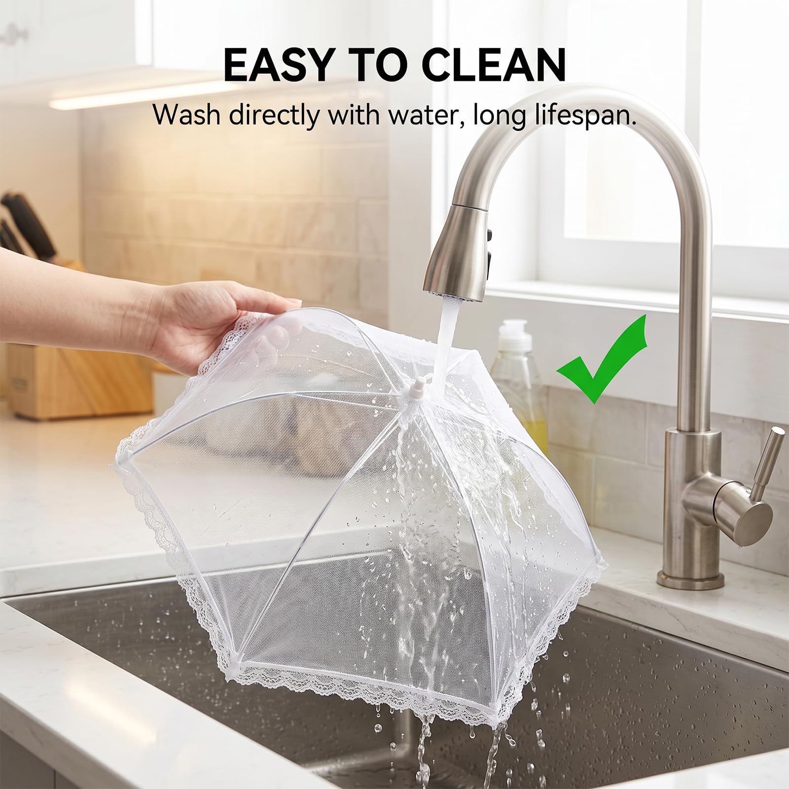 Coprivivande a Rete Pieghevole, 4 Pezzi Anti Insetti Coperture per Alimenti, Coprivivande a Rete Pop Up, Copertura Tende Ombrello Per Il Cibo per Cibo Frutta Picnic, Bianco, 60 cm
