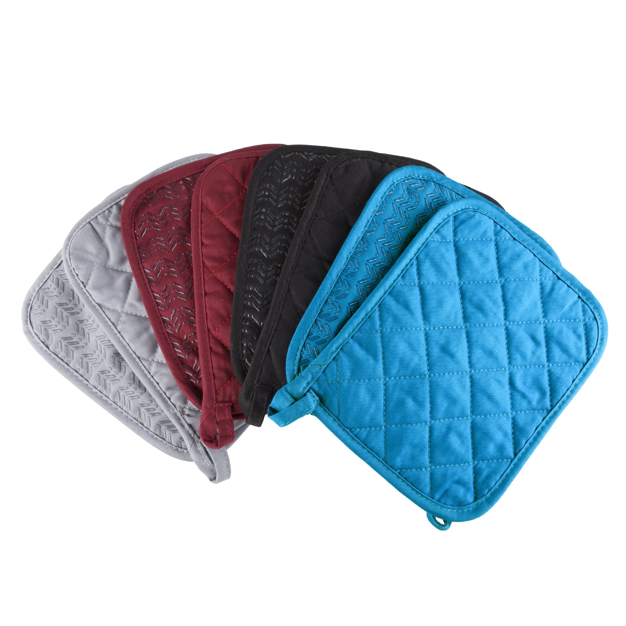 Lavish Home Topflappen-Set mit Silikongriff, gesteppt und hitzebeständig, 2 Stück