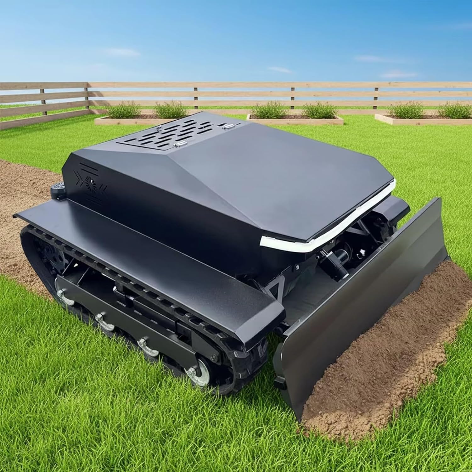 Remote Control All Terrain Lawn Mower Crawler Grass Cutter with Stable Track Design for Steep Slope Orchard Garden Trimming