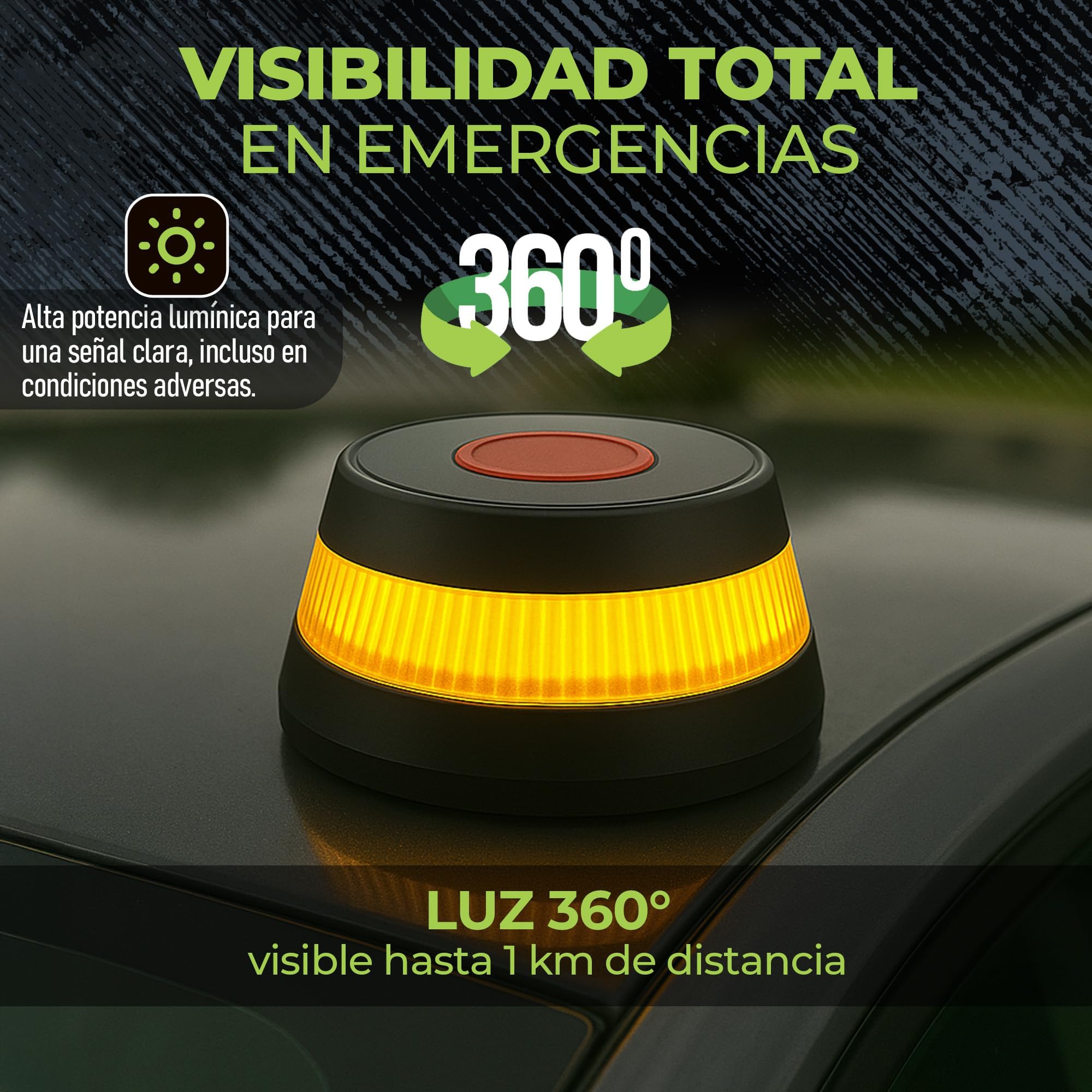 Baliza V16 Homologada DGT 3.0 con Geolocalización – Luz Emergencia Coche, Baliza Conectada DGT, Visibilidad 360º, Datos Incluidos hasta 12/2038, V16 LED Obligatoria 2026