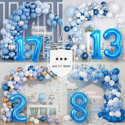 Miniatura 4 de Globo azul de 40 pulgadas con el número 9 para fiesta de cumpleaños, globos azules de 9 años para fiesta de cumpleaños de 9 años, decoración de