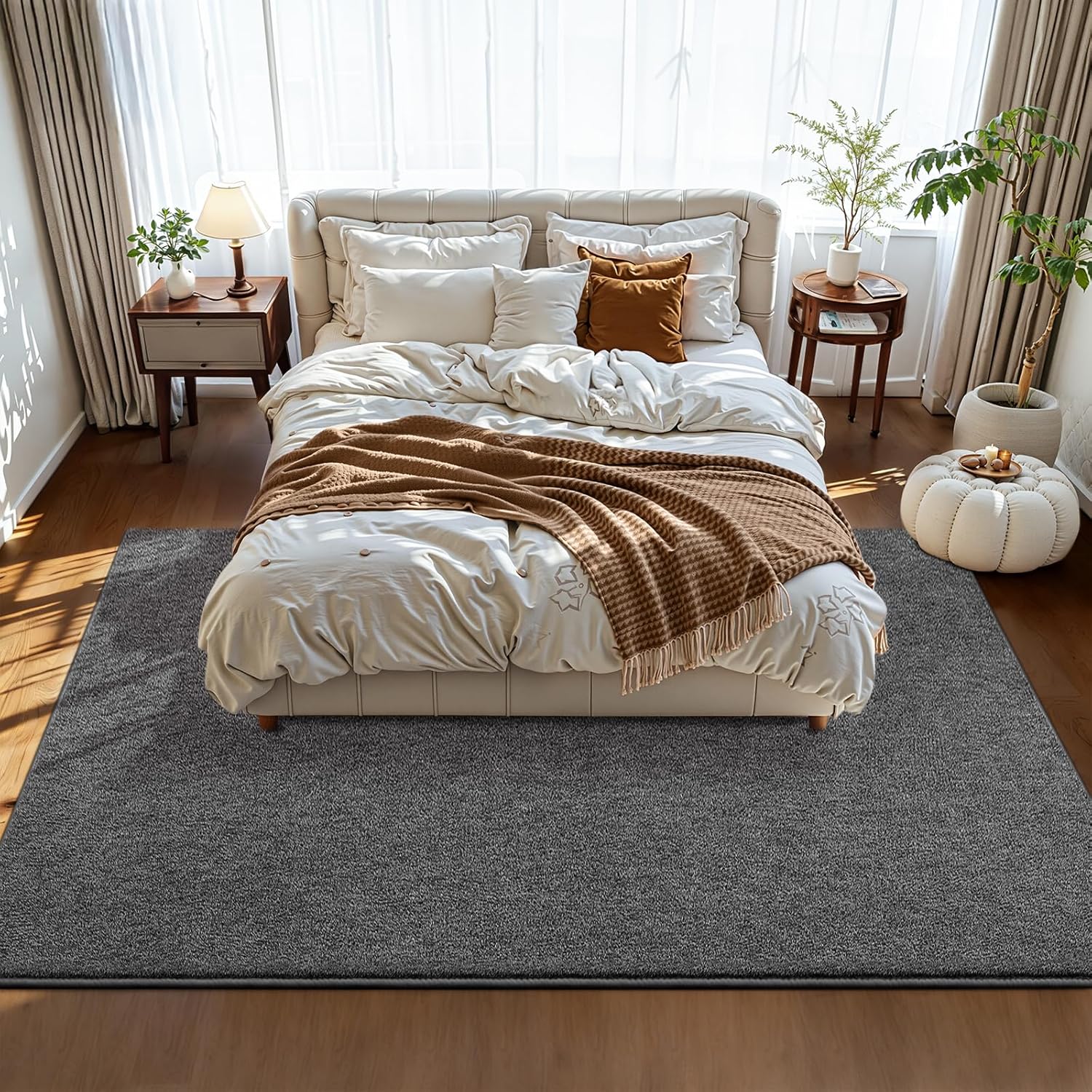 Pettop 5x7 Black Grey Area Rugs for Living Room Bedroom, Thickened Memory-Foam Throw Carpet, Modern Minimalist Super Soft Kids Boys Girls Rug, Non-Slip and Washable Carpets for Dorm Home Decor