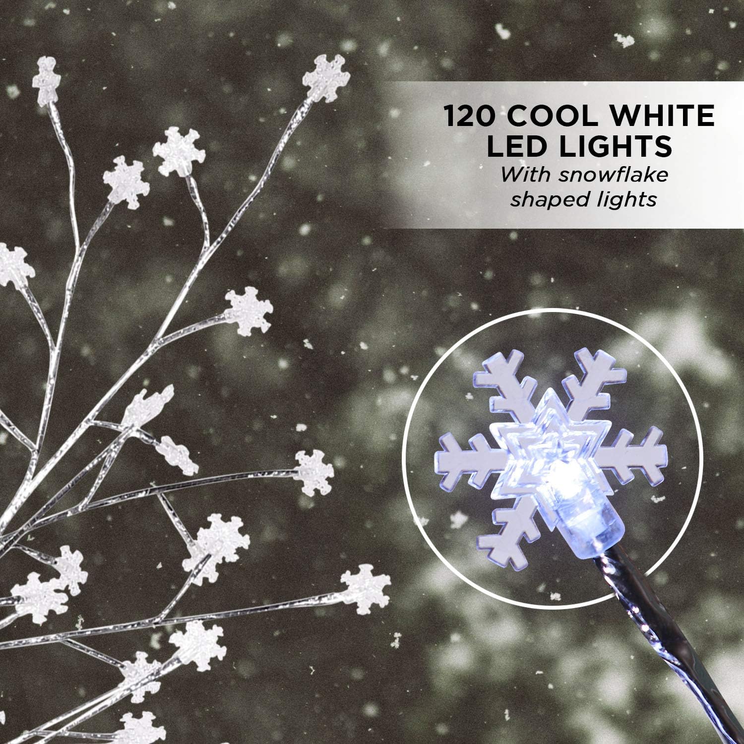 Alpine Corporation Frosty Christmas Snowflake Tree with LED Lights, Indoor and Outdoor Holiday Décor for Front Yard, Lawn, Home - 55-Inch Tall - White