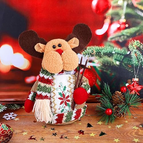 Miniatura 4 de Christmas Decor 3pcs Holiday Ornaments Plush Standing Snowman Reindeer Santa Claus, Perfect for Table Fireplace Indoor Home Decoration Xmas Party