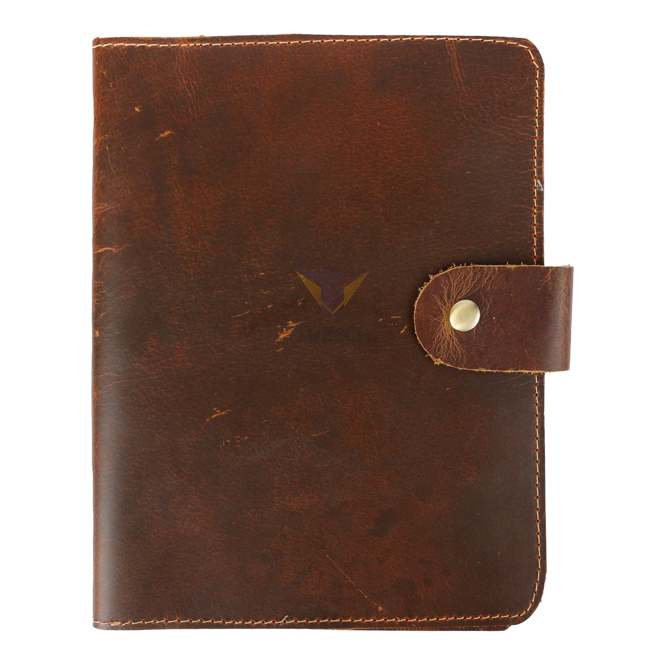 TUZECHHandmade Premium Full-Grain Refillable Leather Journal Classic Travel Leather Diary Cover for Men Women (Only Leather Cover) 23.5x17.5 CM (Brown)