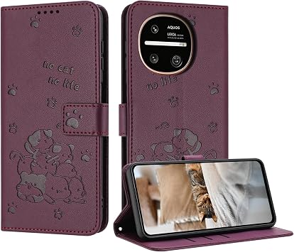 Compatible SHARP AQUOS R11 Case, Notebook-type, Cute Kitten Mobile Phone Cover, Compatible with SH-51G Case, Card Storage, Shockproof, Durable, Anti-Fingerprint, Stand Function, Waist Buckle