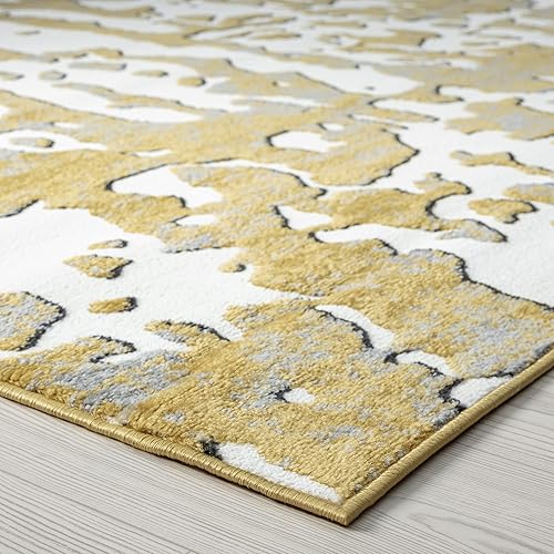 Miniatura 8 de Tayse Alfombra moderna amarilla grande de 8 x 10 pies de 8 x 10 pies, para sala de estar, comedor, dormitorio, cocina, entrada, alfombra para sala