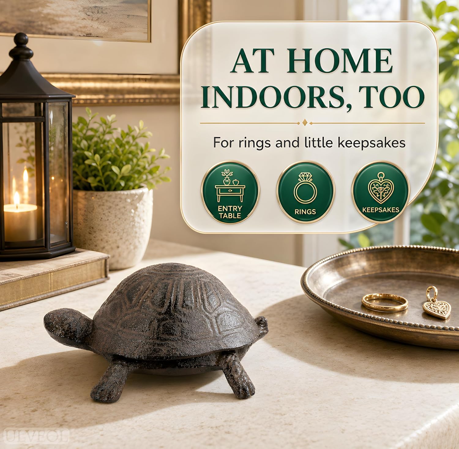 3.94"×3.74"×1.50" Top Brass Turtle Key Hider Figurine - Cast Iron Garden Statue with Secret Compartment for Used Indoor and Outdoor - Garden Decorations for Hide-Key image 4