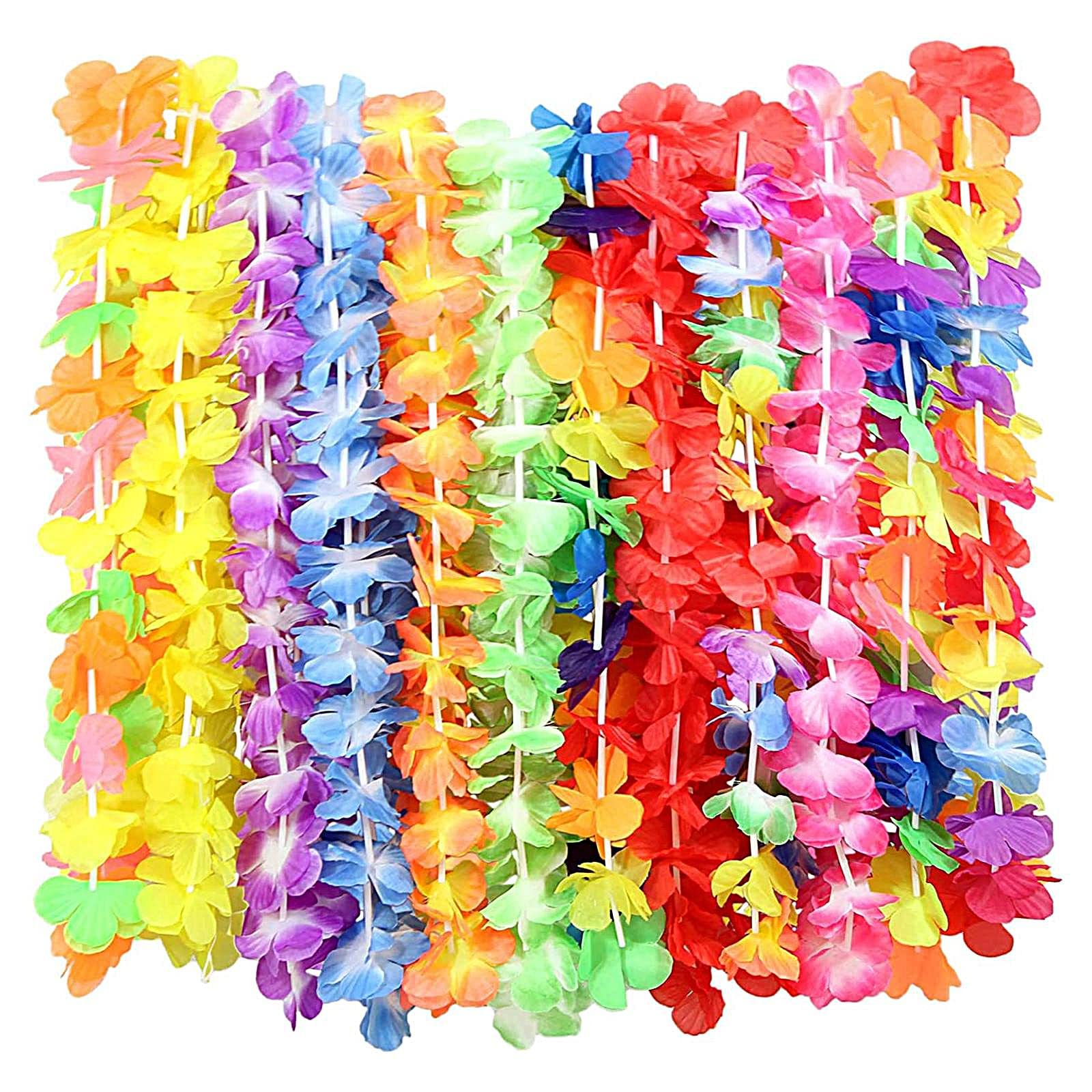 BangShou 40 stuks kleurrijke Hawaiiaanse Bloemenkettingen Met Kettingen, Elastische Hoofdbanden en Armbanden voor Feestartikelen, Strand- en Themaverjaardagen