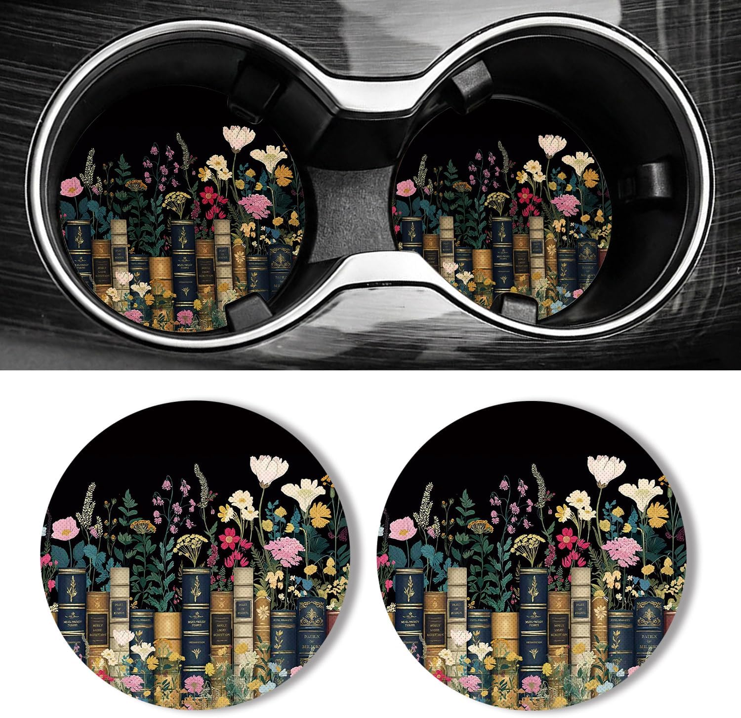 WOCOCN Car Coasters for Cup Holders - 2 Pack 2.75" Universal Rubber