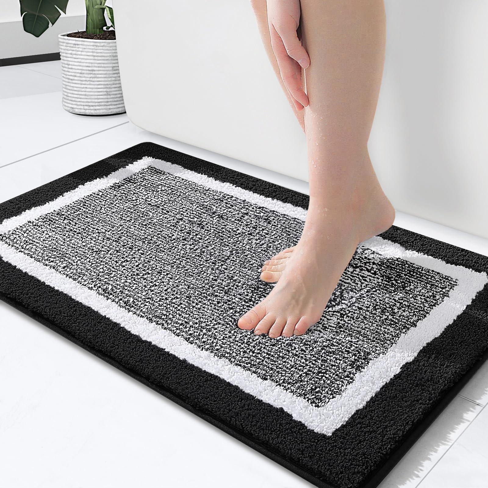 OLANLY Bathroom Rugs 24x16, Extra Soft and Absorbent Microfiber Bath Mat, Non-Slip, Machine Washable, Quick Dry Shaggy Bath Carpet, Suitable for