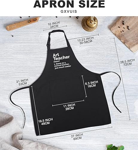 Miniatura 3 de Art Teacher Apron for Women Art Lovers Waterproof Adjustable Bib 2 Pockets Kitchen Cooking Apron Artist Mentor Gift