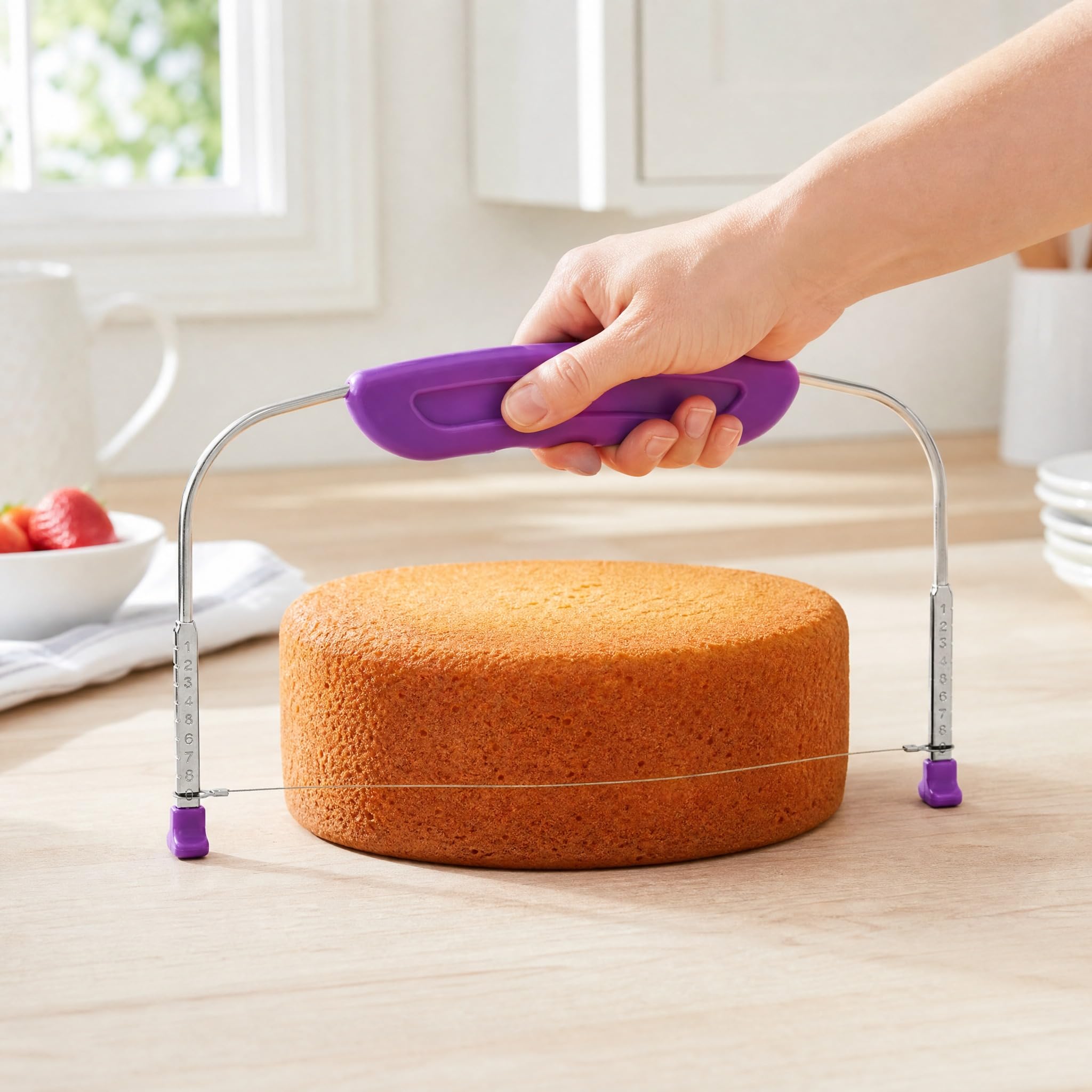 QIANSSE Professional Cake Cutter Slicer & Leveller Tool | 10in Adjustable Wire L