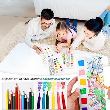 Animokids Color Crawler Watercolor Book + Brush, 12 Page Coloring Book, Activity Coloring Set, New Generation Watercolor Book for Kids (Forest of Colors)