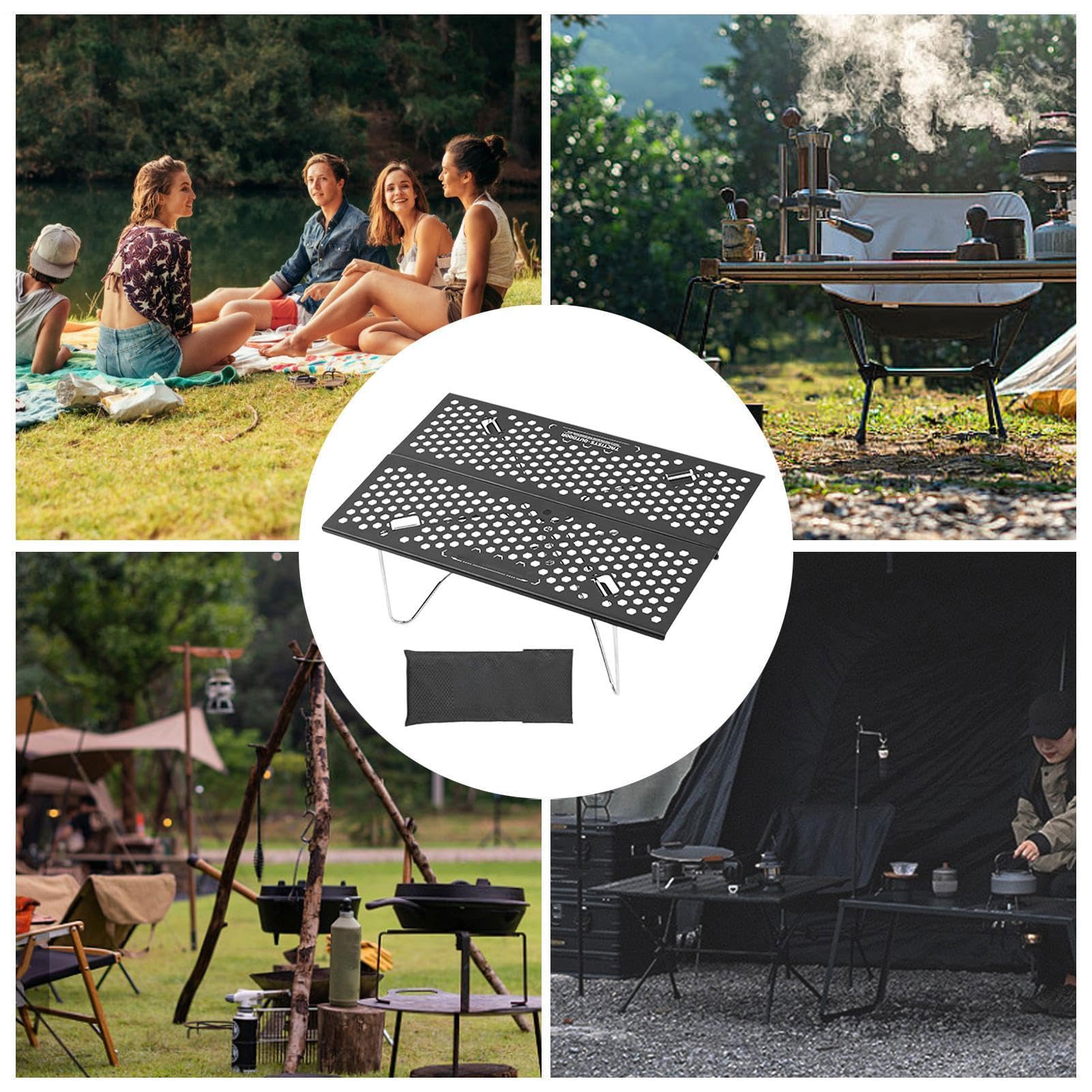 Składany Stolik Turystyczny Przenośny Metalowy antypoślizgowy kompaktowy | Mały stół składany na kemping, do wędrówek Do ogrodu, na , piknik, wędkowanie, wspinaczkę