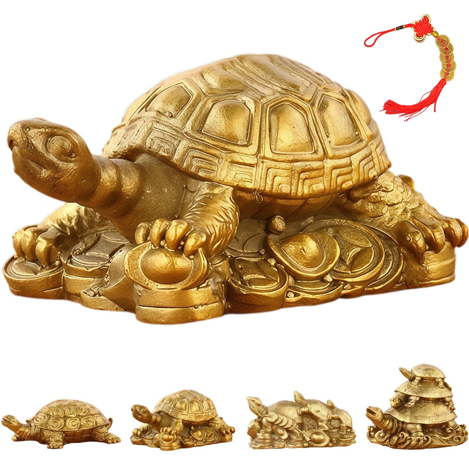 Liocwocne A Pyrite Tortoise Statue Brass Turtle Figurine, Lucky Crystal Feng Shui Crystal Decor For Home Office Desk Shelf, Symbol Of Wealth Prosperity & Luck, Te Pet Nimal Sculpture Gift (A)