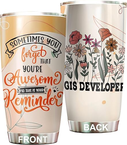 MEDROC Sometimes You Forget You're Awesome GIS Developer - Vaso de acero inoxidable de 20 onzas, regalos de oficina, mujeres, hombres, compañeros de