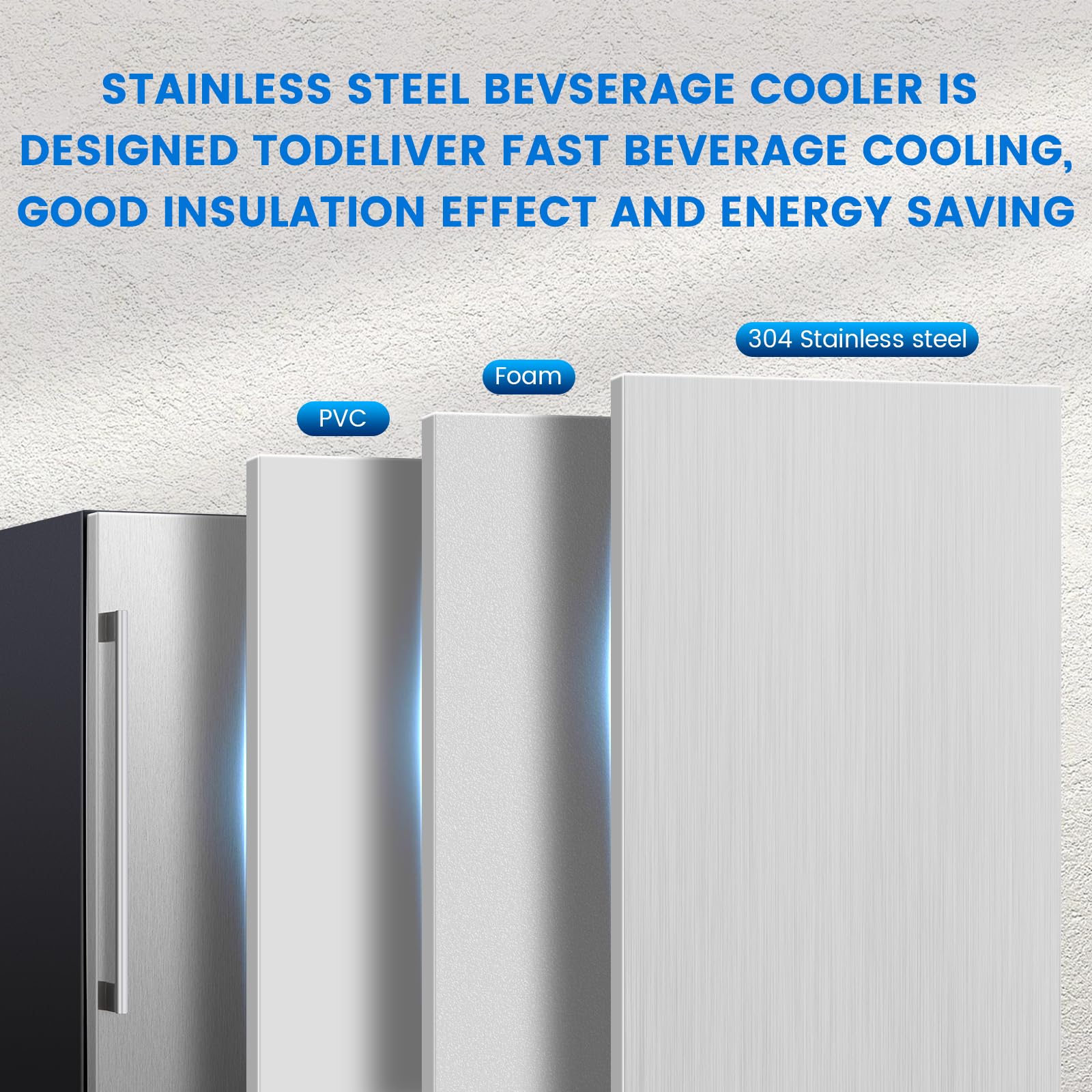 Colzer 24 Inch Beverage Refrigerator, Stainless Steel Beverage Fridge, Under Counter Beer Mini Fridge, Indoor/Outdoor Refrigerator Cooler For 190 Cans, Beverage Cooler For Patio/Kitchen/Party on Fridge.com - View 4