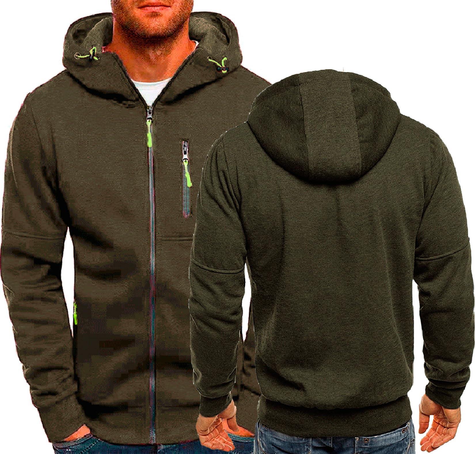 MODRYER Herren Kapuzenpullover Opel - Langarm Jacke Mit Reißverschluss