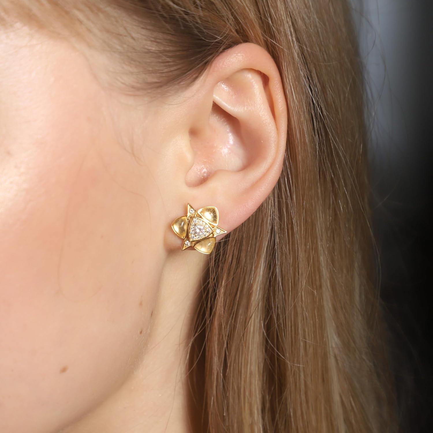 0.3 Carat LAB Grown Diamond Crystal Stud Earrings in Gold Plated S925 Sterling Silver Earrings for Women