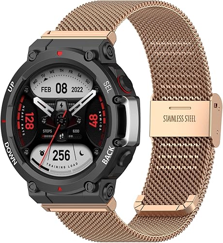 Vista 7 de TenCloud Correas compatibles con Amazfit T-Rex 2 Correa de reloj de liberación rápida, impermeable, correa de repuesto de acero inoxidable ajustable