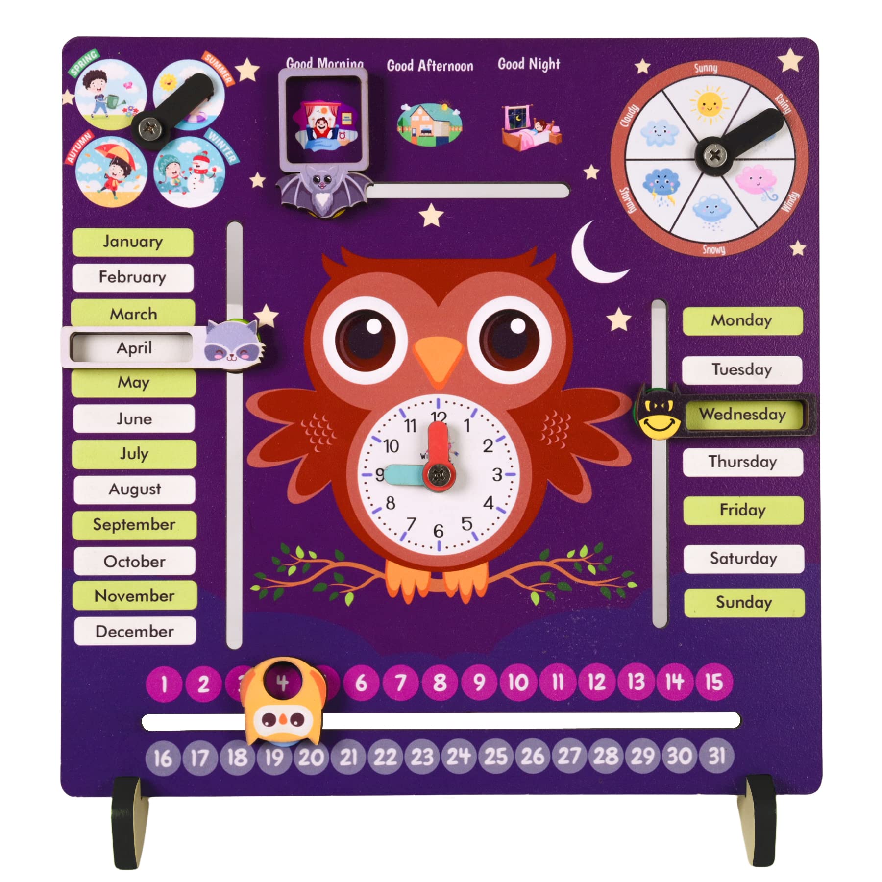 WISHKEY 7 in 1 Multifunctional Wooden Calendar Clock with Sliders for Kids Fun Preschool Teaching Owl Calendar Educational Learning Toy for Toddlers Boys & Girls 3+ Years (Pack of 1, Multicolor) (B0847NSQ39) Amazon Price History, Amazon Price Tracker