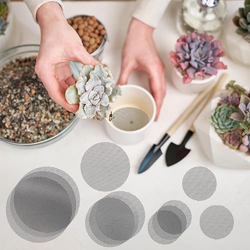 Miniatura 5 de GREGICH Malla para bonsái para drenaje de maceta, 2, 3, 4 pulgadas de tamaño surtido, 100 piezas de almohadilla de malla redonda de plástico para