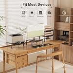 ETHU Monitor Stand for Desk, 3 Height Adjustable Computer Monitor Riser with Storage Drawer, Wood Computer Monitor Stand for Office and Home, Ergonomic Desk Stand for Printer, Laptop, PC (Walnut)