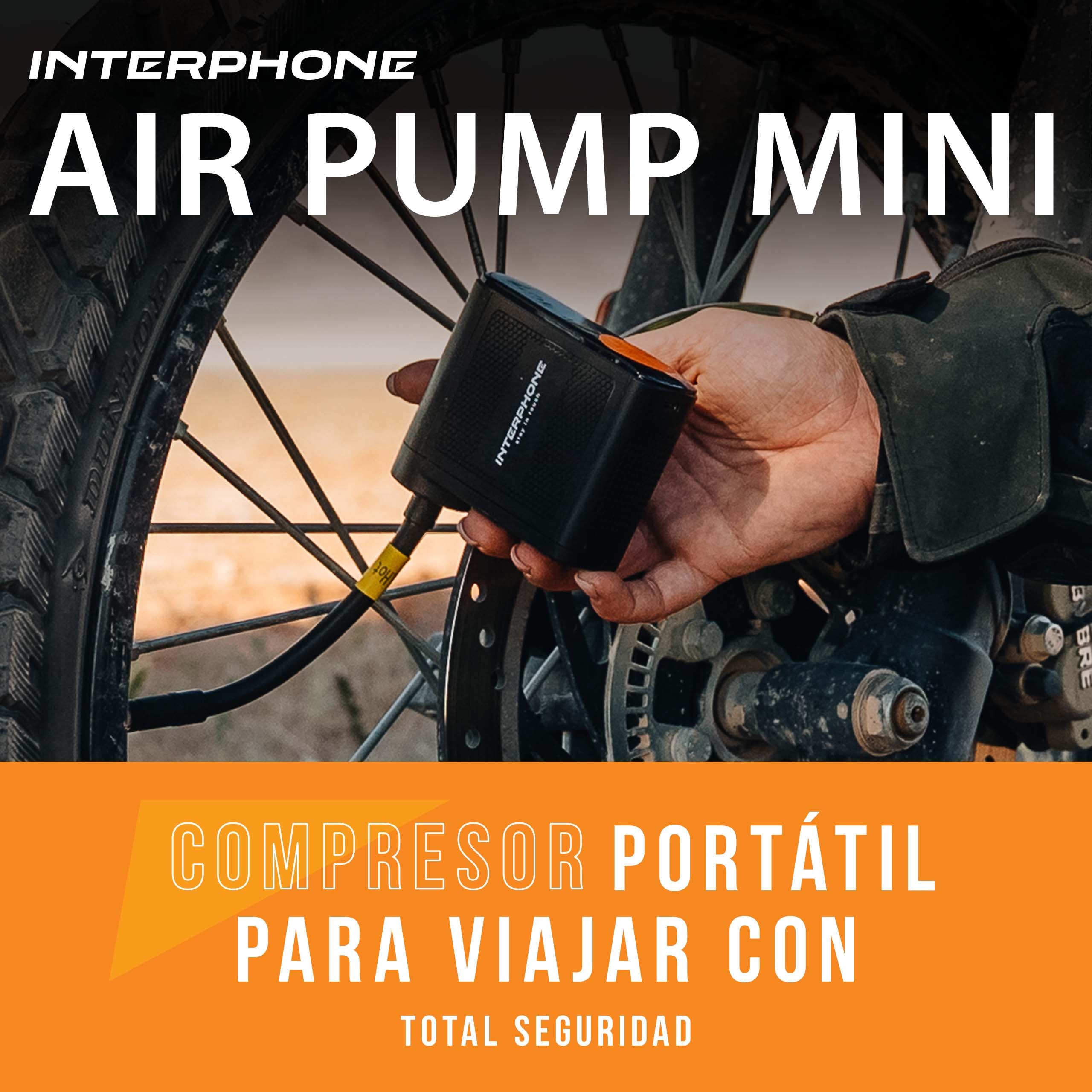 INTERPHONE Akumulator przenośny kompresor do motocykla samochodowego roweru samochodowego - zestaw do pompowania opon - PowerBank - do 4 opon - 4 minuty z gumą - światło LED - wyświetlacz ciśnienia