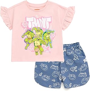 Girls T-Shirt and Chambray Shorts Outfit Set Toddler to Big Kid Sizes (2T - 10-12) - Buy now