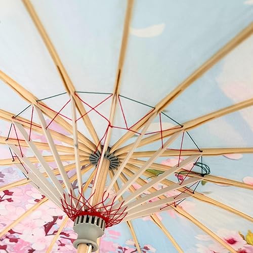 Miniatura 8 de THY COLLECTIBLES Sombrilla de seda clásica de estilo asiático de 33 pulgadas con borlas para bodas, fotografías, disfraces, cosplay, decoración y