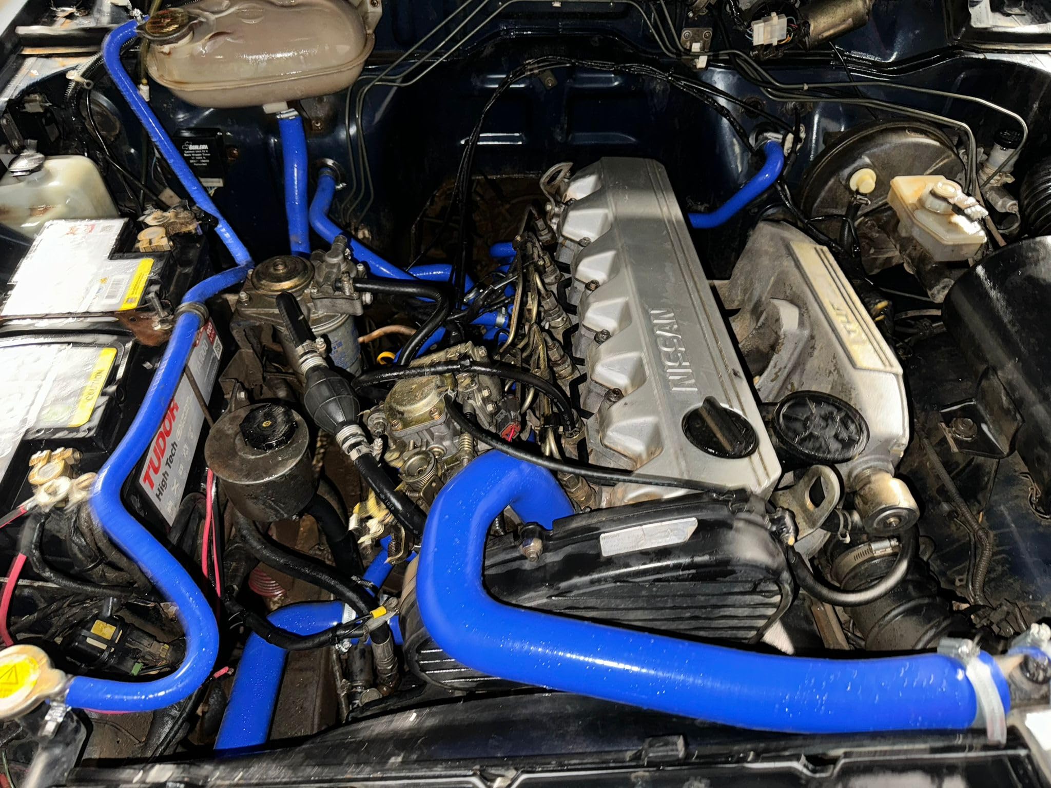 Juego Completo de 13 Manguitos del Circuito de Agua Refrigerante compatible con Nissan Patrol 260 K260 RD28T y RD28: Silicona Reforzada de 5mm (no válido para Y60) (Negro)