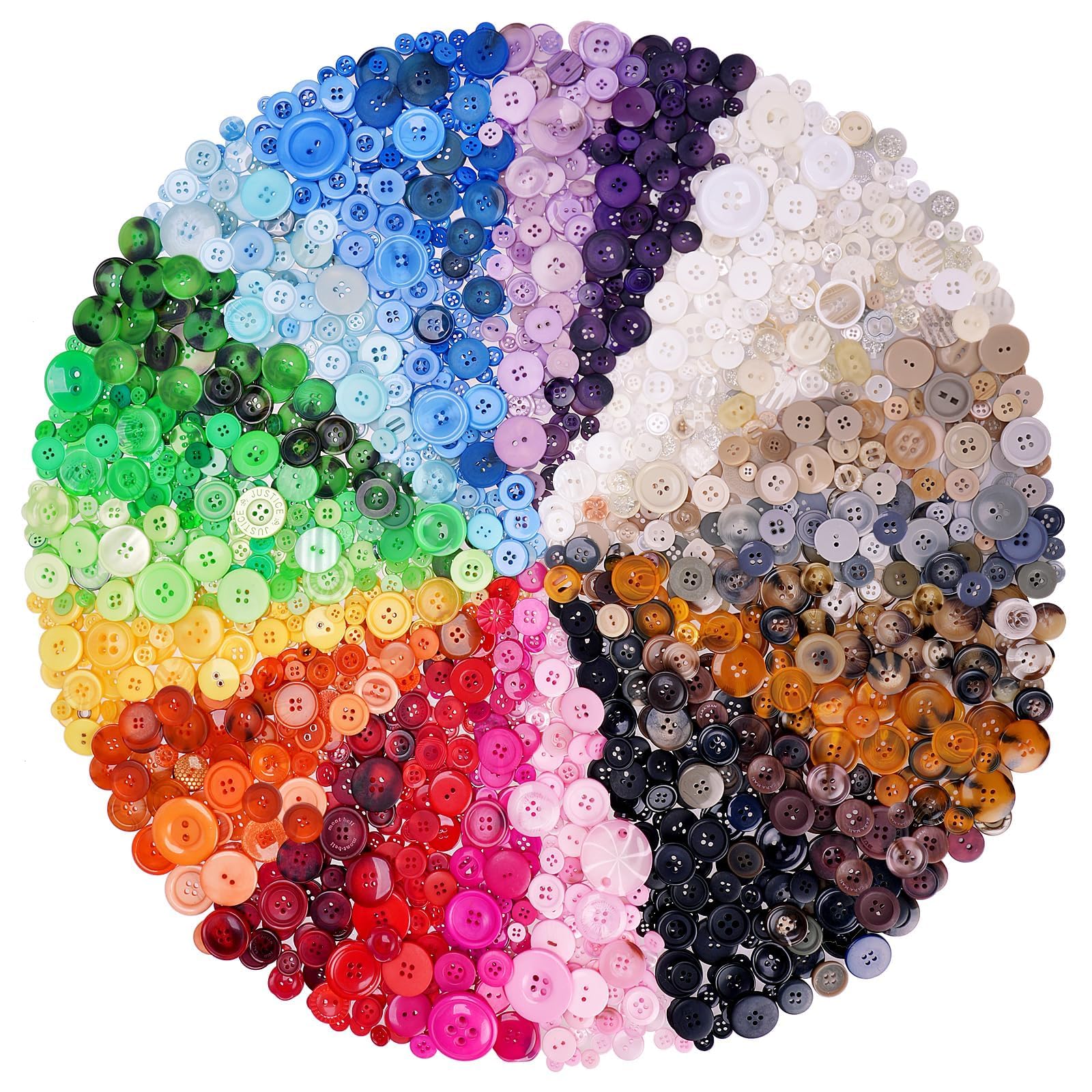 2800–3000 Stück verschiedene Bastelknöpfe, 24 Farben, gemischte Größen, Kunstharz-Knöpfe