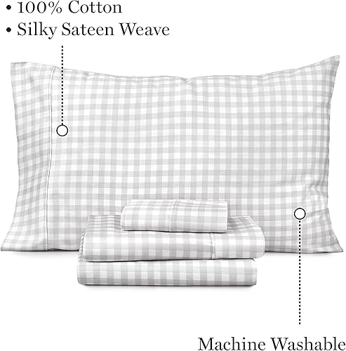 Miniatura 8 de MARTHA STEWART - Juego de sábanas 100% algodón, 4 piezas, suave, duradero, fácil cuidado, 16 pulgadas de profundidad, de satén, 1 sábana bajera, 1