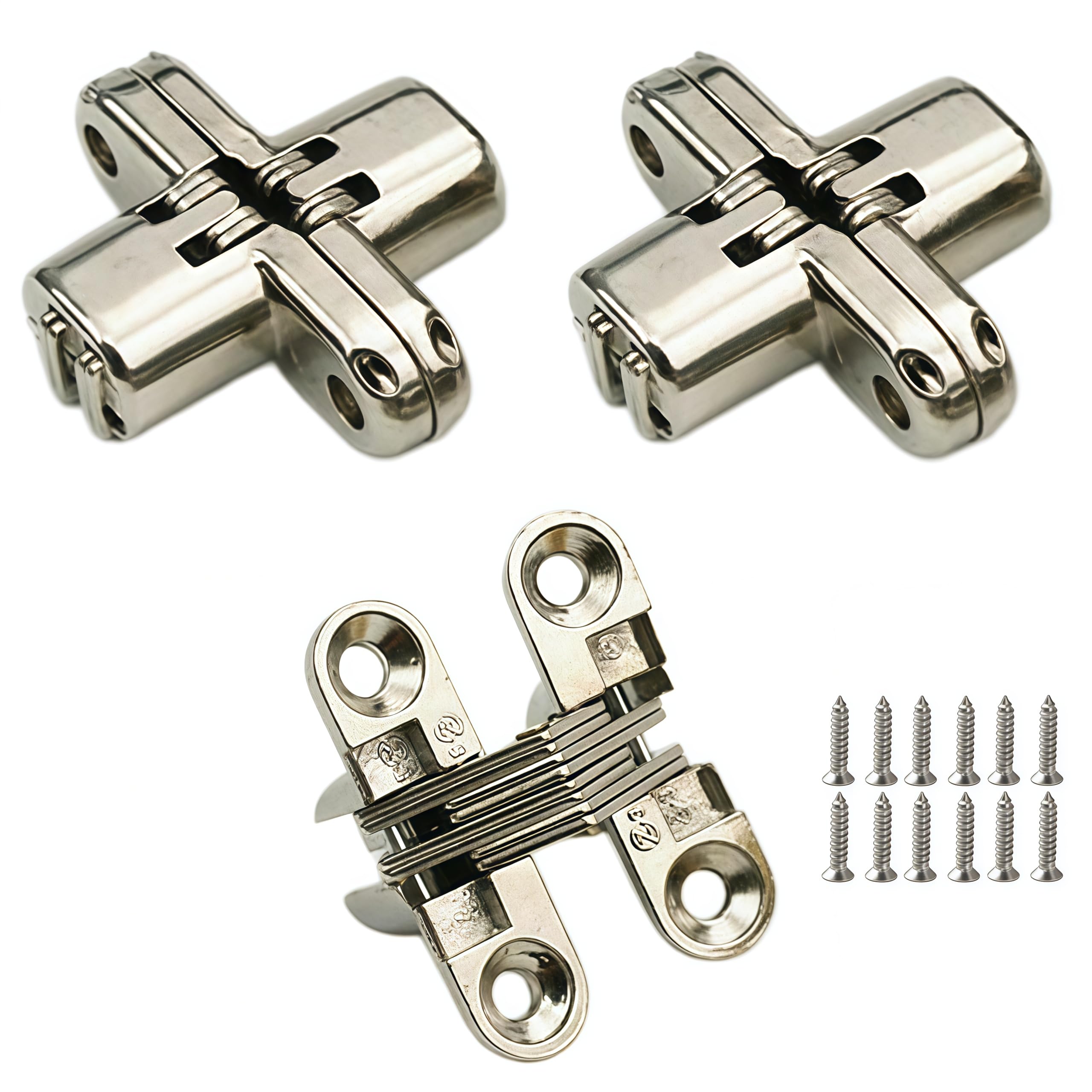 Vbnexyr Regular Folding Hinge 3 Pack Of 180 Degree Folding Concealed Cross Hinges With Screws Suitable For Cabinets Cupboards Wooden Boxes And Small Doors 1.68 X 0.82 Inch Cross Hinges