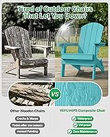 Vista 6 de YEFU Silla Adirondack, silla Adirondack de plástico de gran tamaño, sillas plegables para exteriores con soporte para tazas, silla de césped