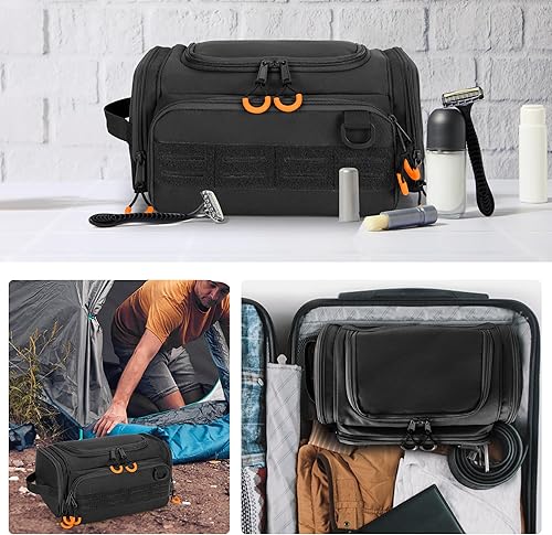 Miniatura 5 de Neceser táctico para hombres, bolsa de higiene colgante, kit organizador de viaje para afeitarse, artículos esenciales de ducha y artículos de aseo,