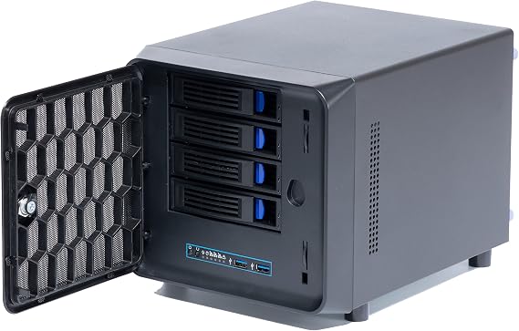 4 + 1 Bay DIY NAS Case, 4 x 2.5 / 3.5 Tray + 1 x 2.5 Internal Bay. MB ITX. PSU Flex. Front USB 3.0 8cm Chassis Fan Hot Swap Backplane. Network Attached Storage Private Cloud Enclosure.