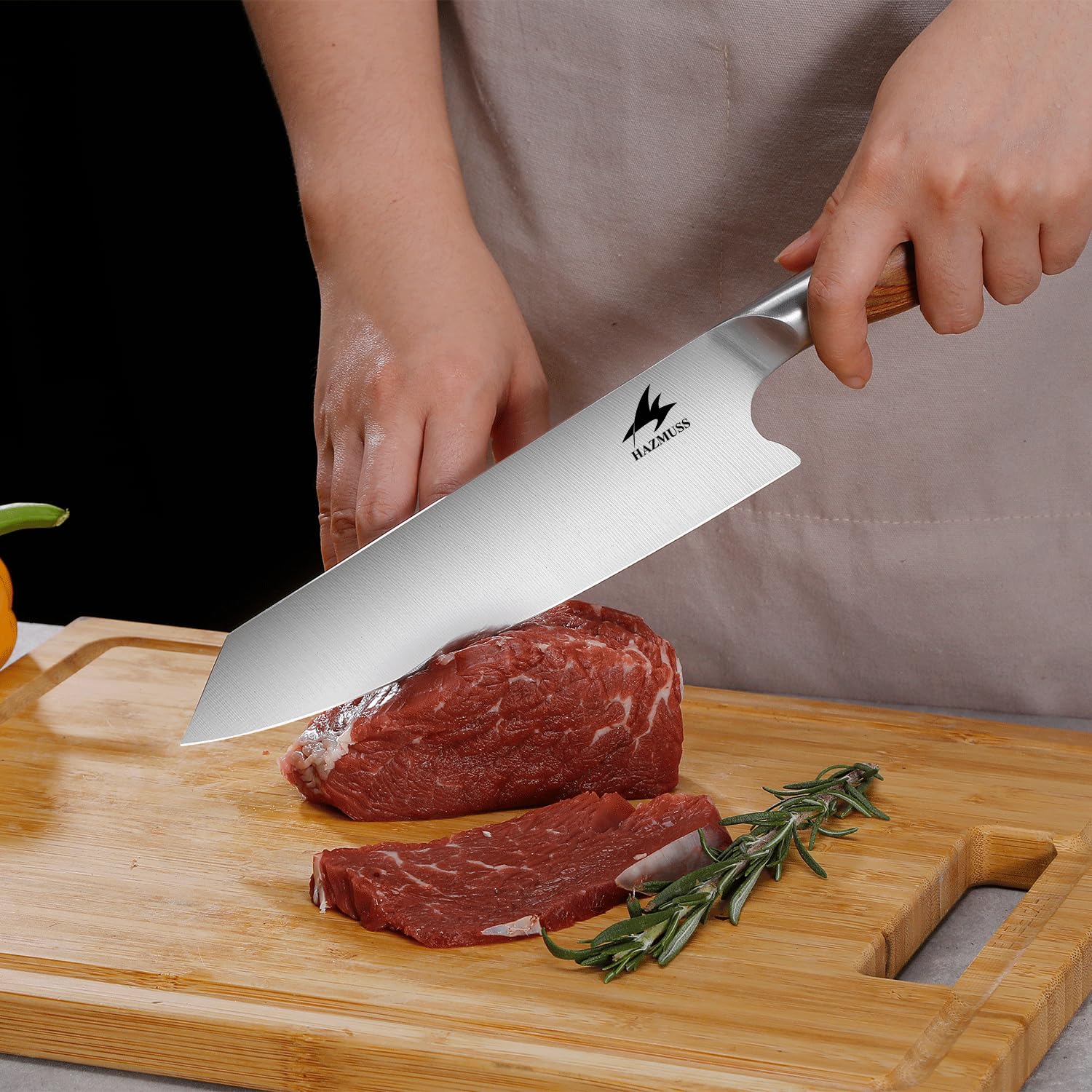 20,2 Cm Kiritsuke Messer Con Hoja De Acero Al Carbono Y Mango Ergonómico De Madera – Cuchillo De Cocina Japonés Profesional Para Cortar, Picar Y Hacer Láminas De Verduras Con Precisión