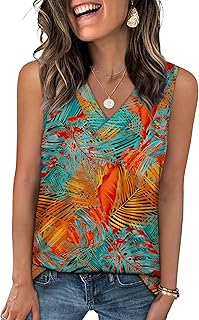 Vests for Women Summer Tops Ladies V Neck Sleeveless Tank Top Basic Casual Loose Fit