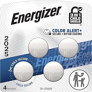 Energizer 2025 Batteries (4 Pack), 3V Lithium Coin Batteries With 3-in-1 Child Shield