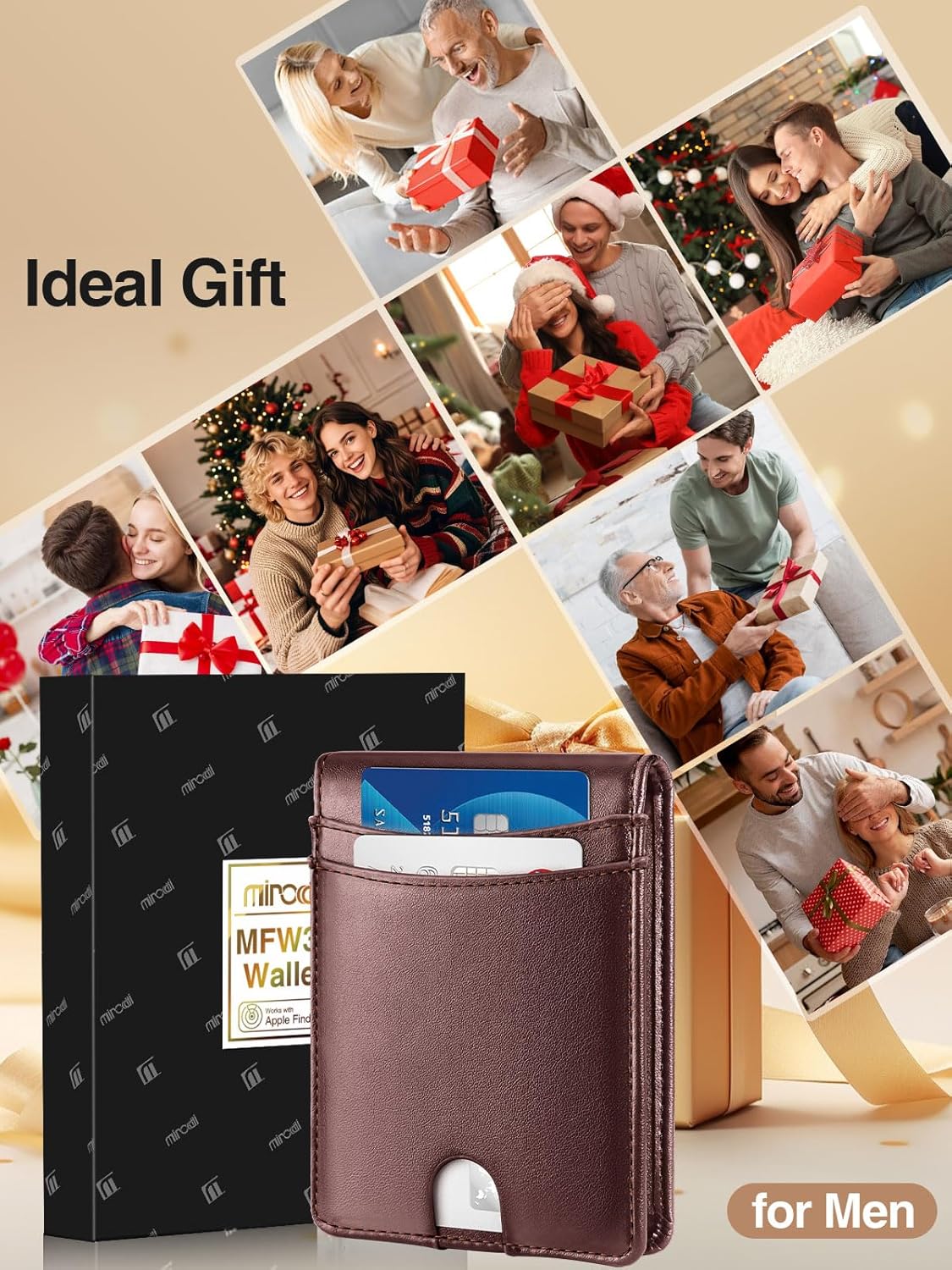 Miroddi Premium Leather Mens Wallet, Works with Apple Find My, RFID Blocking Smart Wallet for Men, Holds up to 10 Cards, Slim Bifold Credit Card Holder with Cash Slot, Wireless Rechargeable, Brown - Image 7