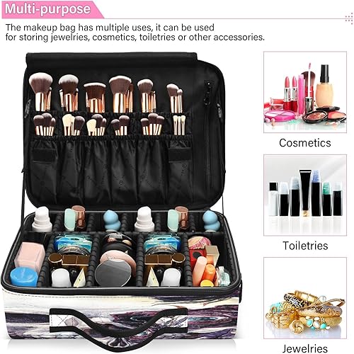 Miniatura 5 de Skull Happy Halloween Evil Eye Bolsa de cosméticos negra de gran capacidad para artículos de tocador de viaje, bolsas de maquillaje para mujeres,