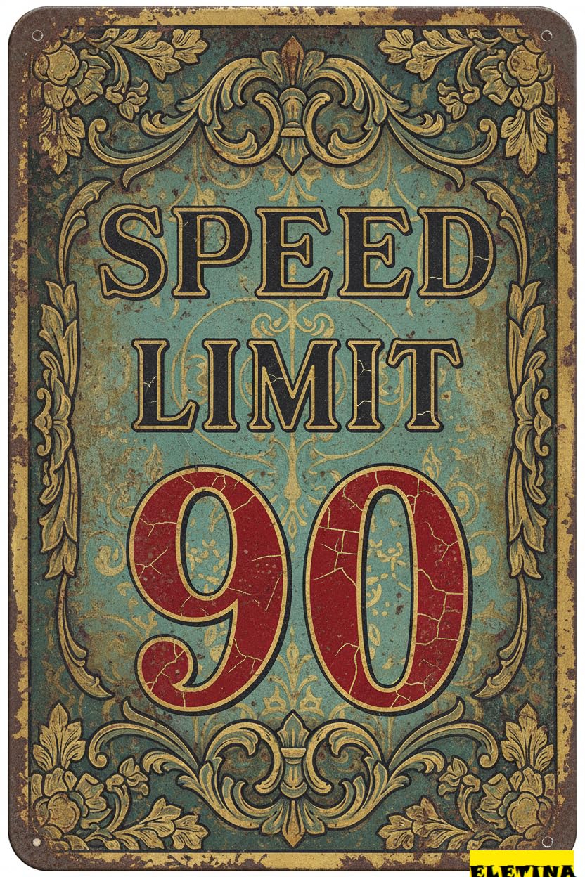 Personalized Sign for Man Cave 90 Mph Speed Limit, Metal Aluminum Traffic Neighborhoods, Yard, Private Roads, Parking Lots, Driveways, 90 Birthday Decorations & Gift, 8 X 12 Inch Property Decorative