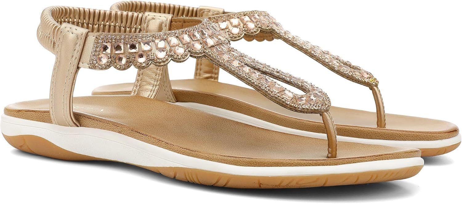 UBFEN Womens Flat Sandals Dress Braided T-Strap Thong Sandals with Arch Support Comfortable for Walking - Image 7