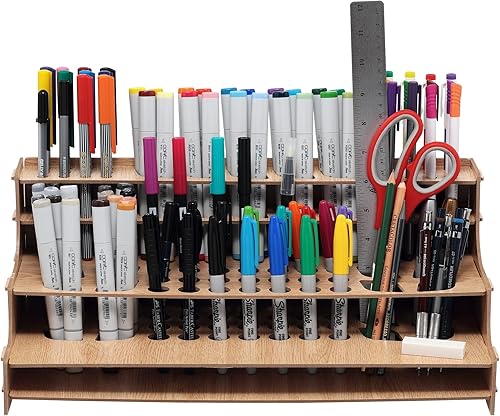 Miniatura 5 de Mezzo - Estante de dibujo para artistas, soporte de escritorio laminado de grano de madera multicapa, organizador de almacenamiento profesional para