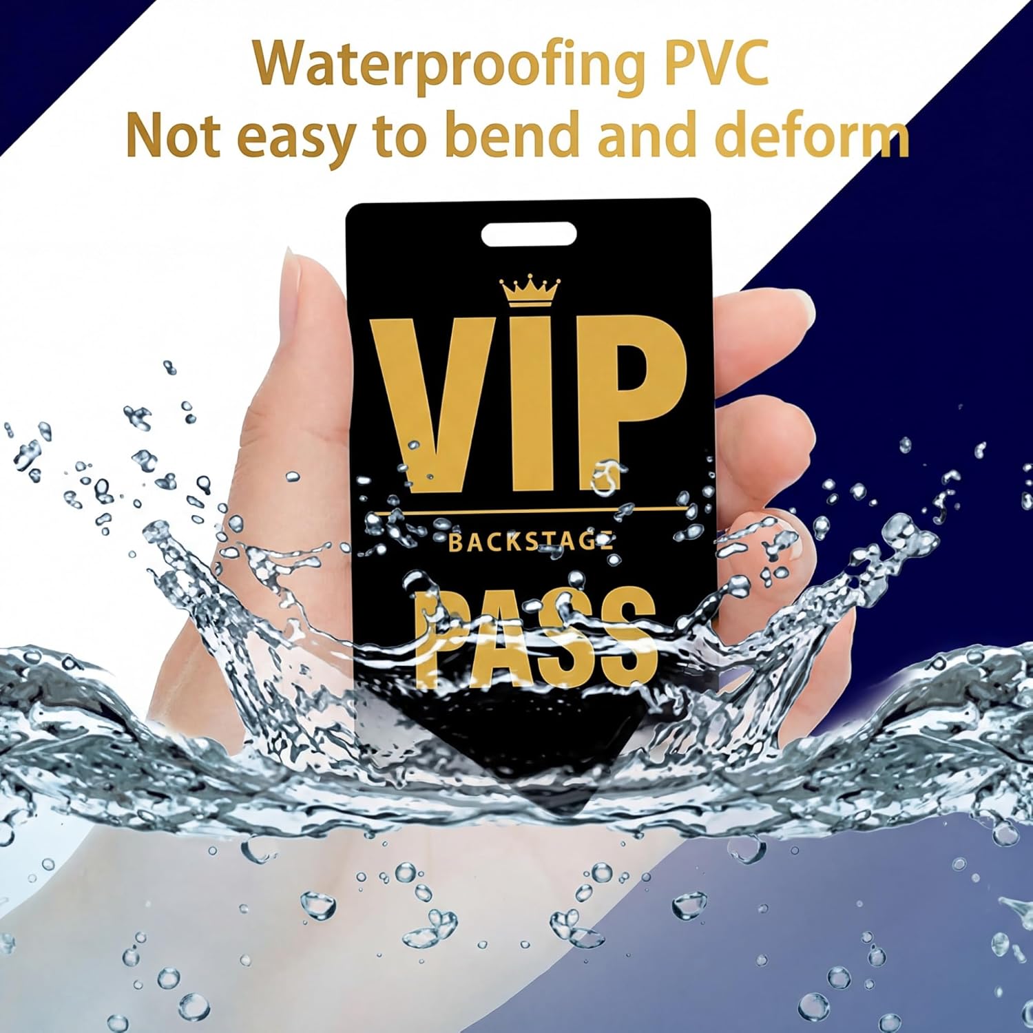 PerKoop 25 Sets VIP Badge Lanyards with PVC Plastic Pass Cards VIP Black Breakaway Lanyard and Cards for Backstage Access Concert Birthday Quince Award Movie Night Party Event Organizer(Black, Gold)